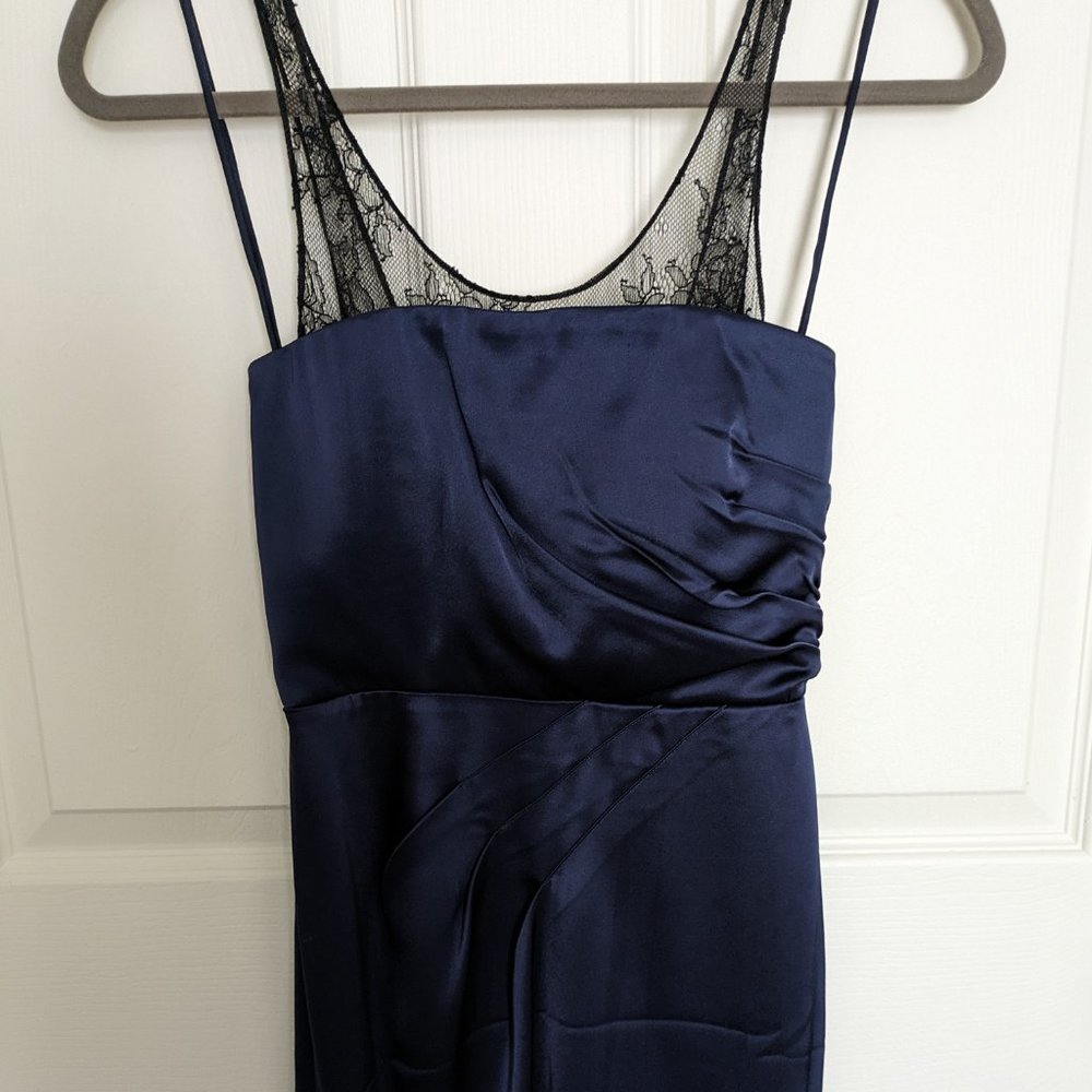 Alice & Olivia Faux Double Layer Slip Dress Navy Size 0